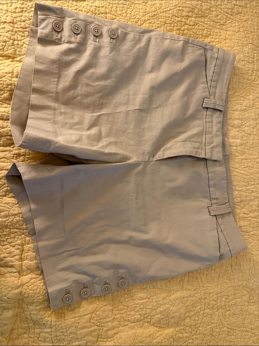 Talbots Light Gray High-Waist Button Cuff Shorts